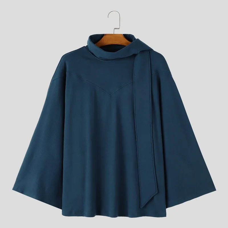 Men's Sweatshirts Solid Cloak Cape For Man Long Sleeve Scarf Collar Streetwear Autumn Winter Fashion Ponchos Hoodies — image 9