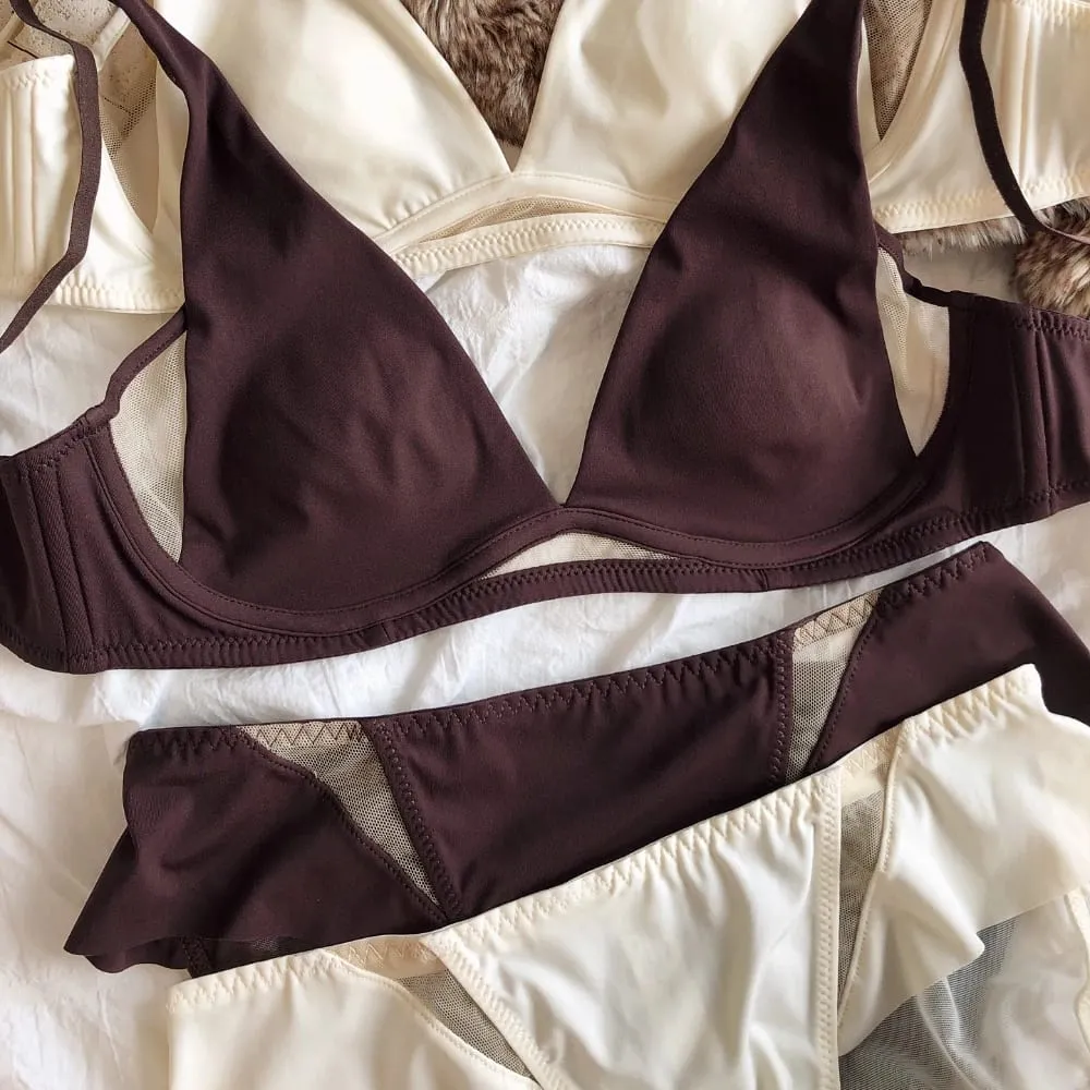 French Sexy Deep V Push Up Bra Set Women Ultra Thin Seamless Underwear High Quality Comfort Bralette Hollow Intimates Lingerie — image 1