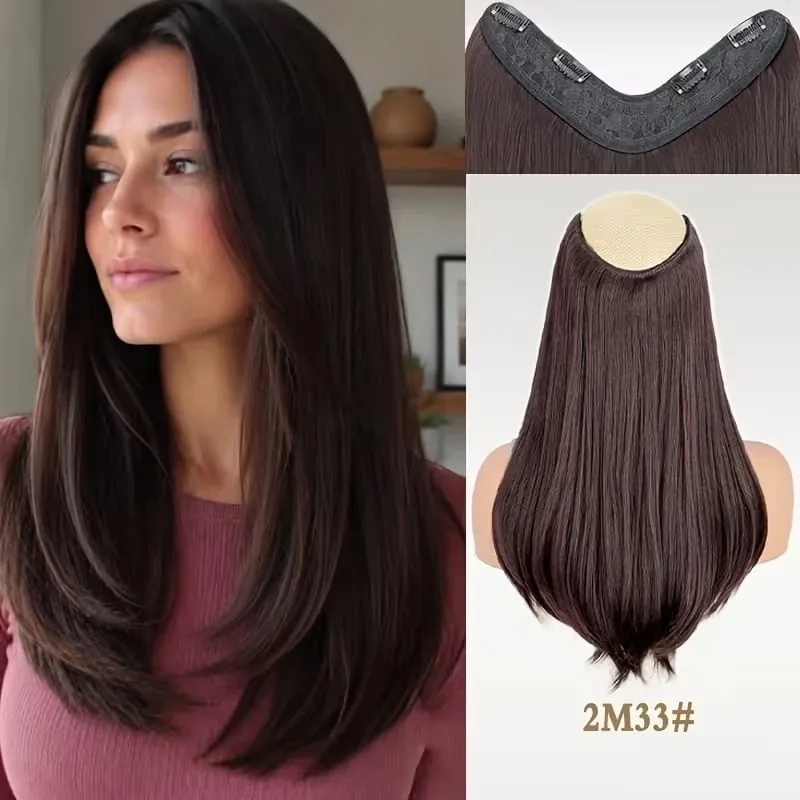 18Inch Synthetic Long Straight Hair Extension 4 Clips Increase Volume Heat-resistant Fake Fashion Hairpiece for Women Daily