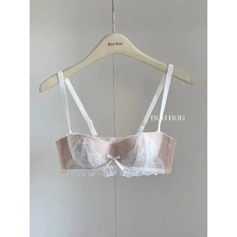 Women's French Lace Bra & Briefs Set Sexy Semi Cup Push Up Small Bust Support Enhance Comfort Lightweight Bralette Free Shipping — image 5
