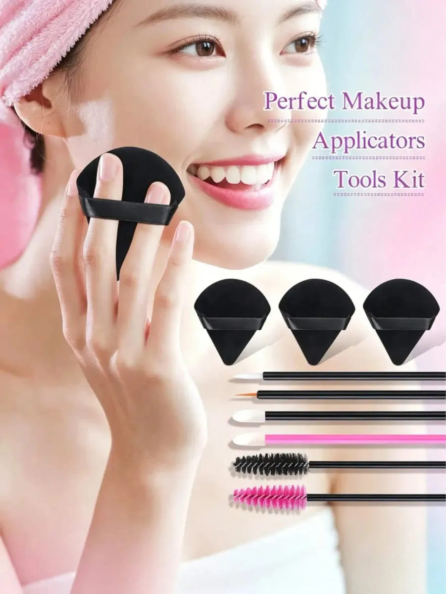 248Pcs Disposable Makeup Tool Set With Storage Box Triangle Makeup Sponges Eyelash Brushes Lip Brushes Eyeliner Brushes