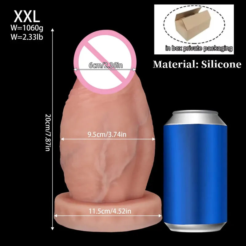 Nový realistický velký obrovský tlustý anální dildo anální kolík obří velký měkký silikonový anální kolík Expander Tréninkové sexuální hračky pro dospělé pro ženy