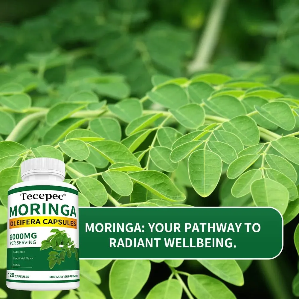 Organic Moringa Capsules 6000mg Antioxidant Boost Energy & Metabolism Support Immune Digestive Brain & Heart Health — image 4