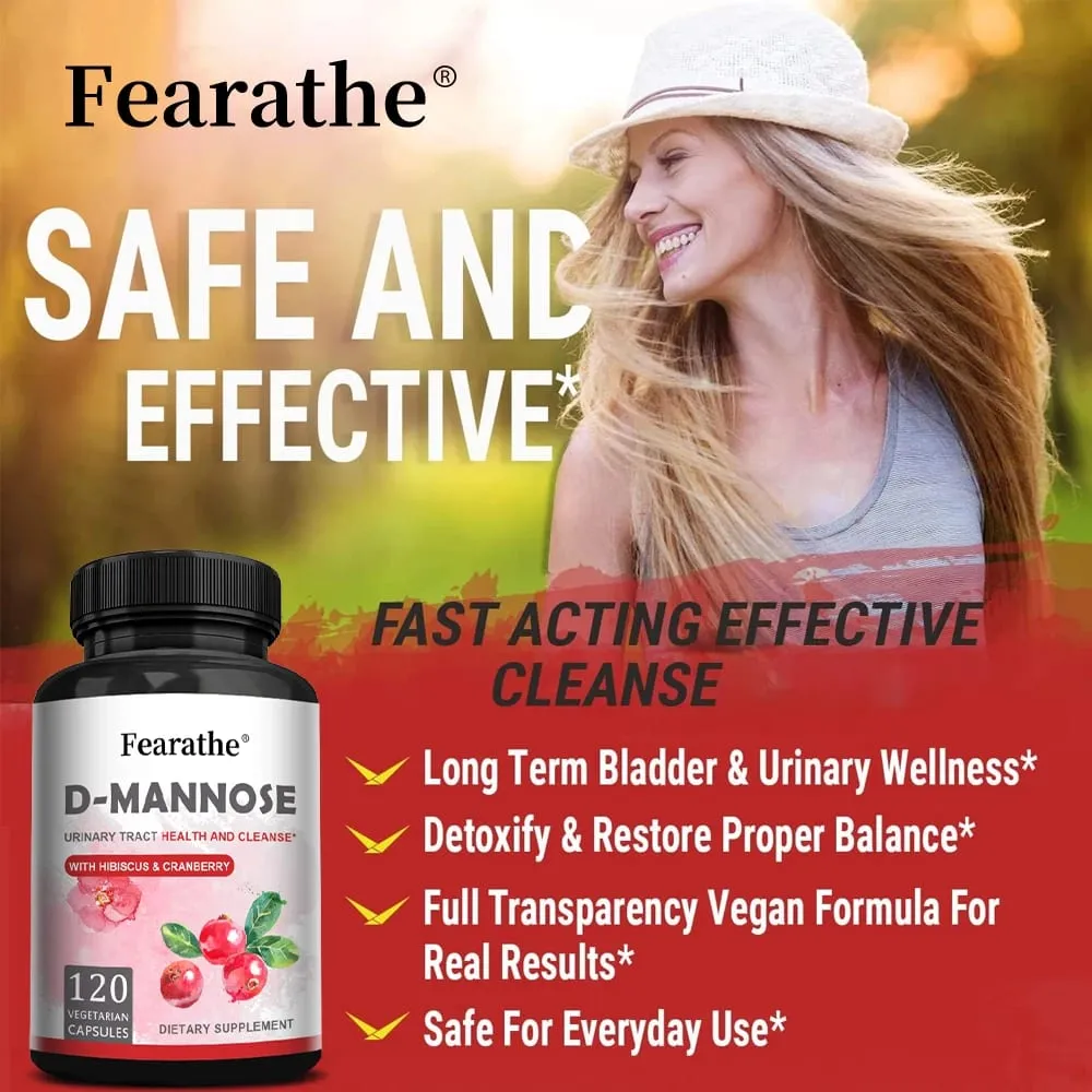 D-Mannose All-natural Urinary Tract Health Support Supplement Helps with Bladder Health Dietary Supplement 120 Capsules — image 3