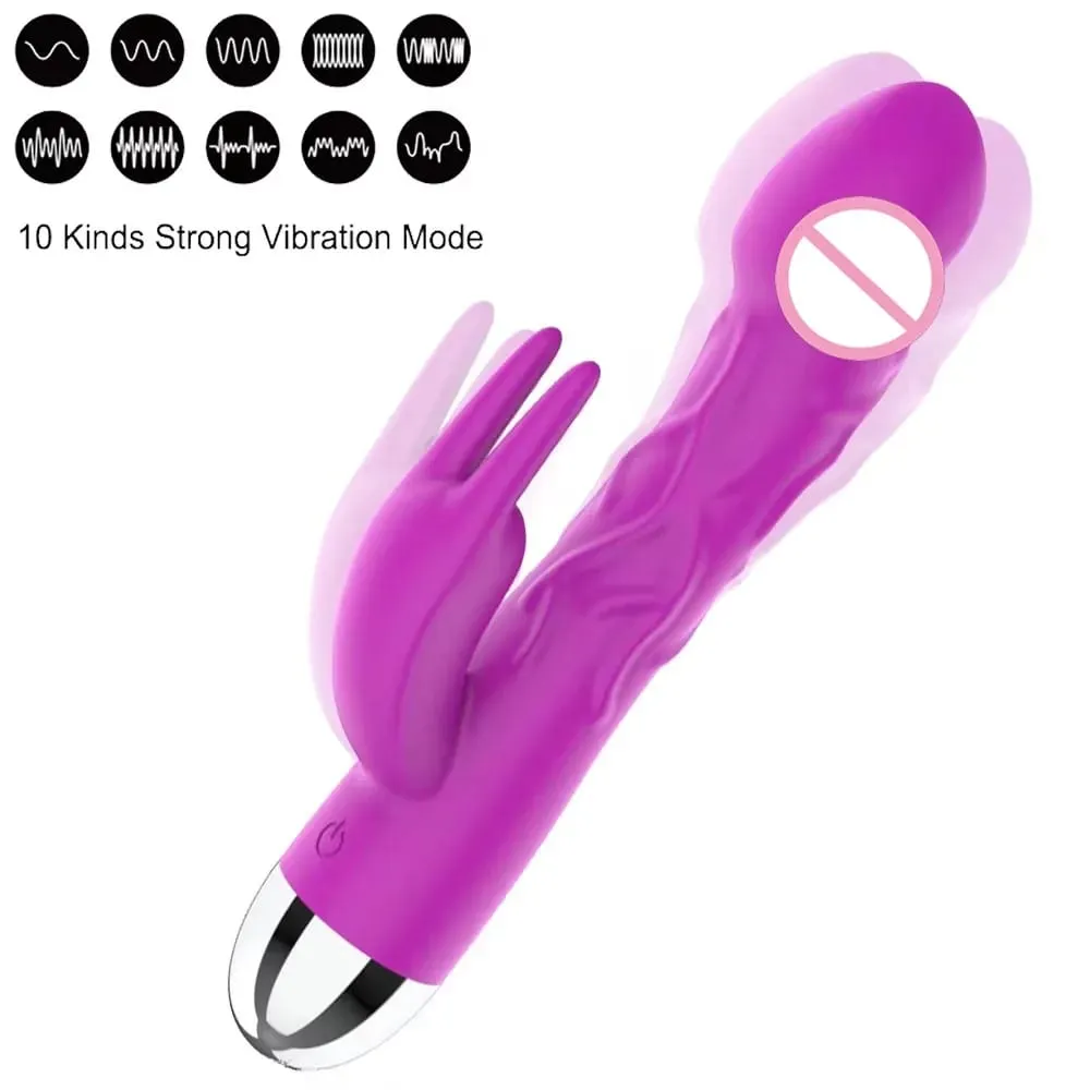 Huge Silicone Dildo Rabbit Vibrator for Women Clitoris Stimulation Massage 10 Speed G Spot Vibrator Adult Sex Toys