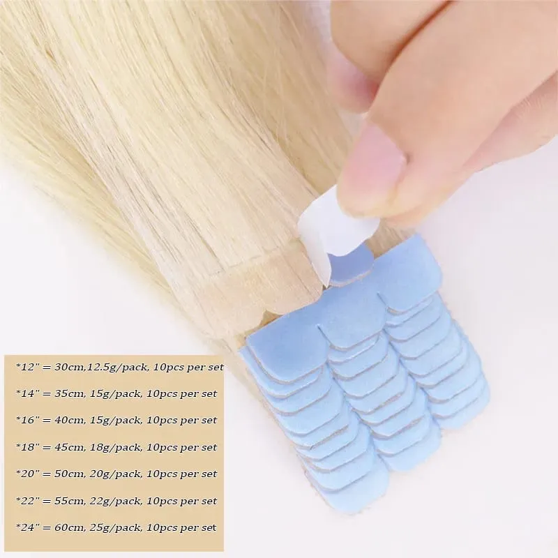 Blonde Mini Tape in Hair Extensions Human Hair Natural Tape in Extentions 3x0.8cm Invisible Tape 10pcs/pack For Side Hair