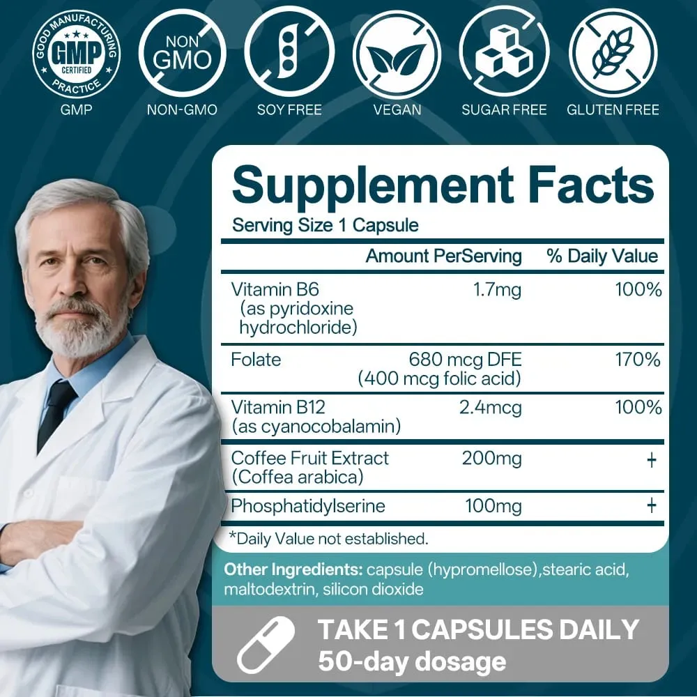 Memory 3D Brain Supplement - Nootropic Capsules for Memory Focus & Cognitive Function - Short Term Long Term & Working Memory