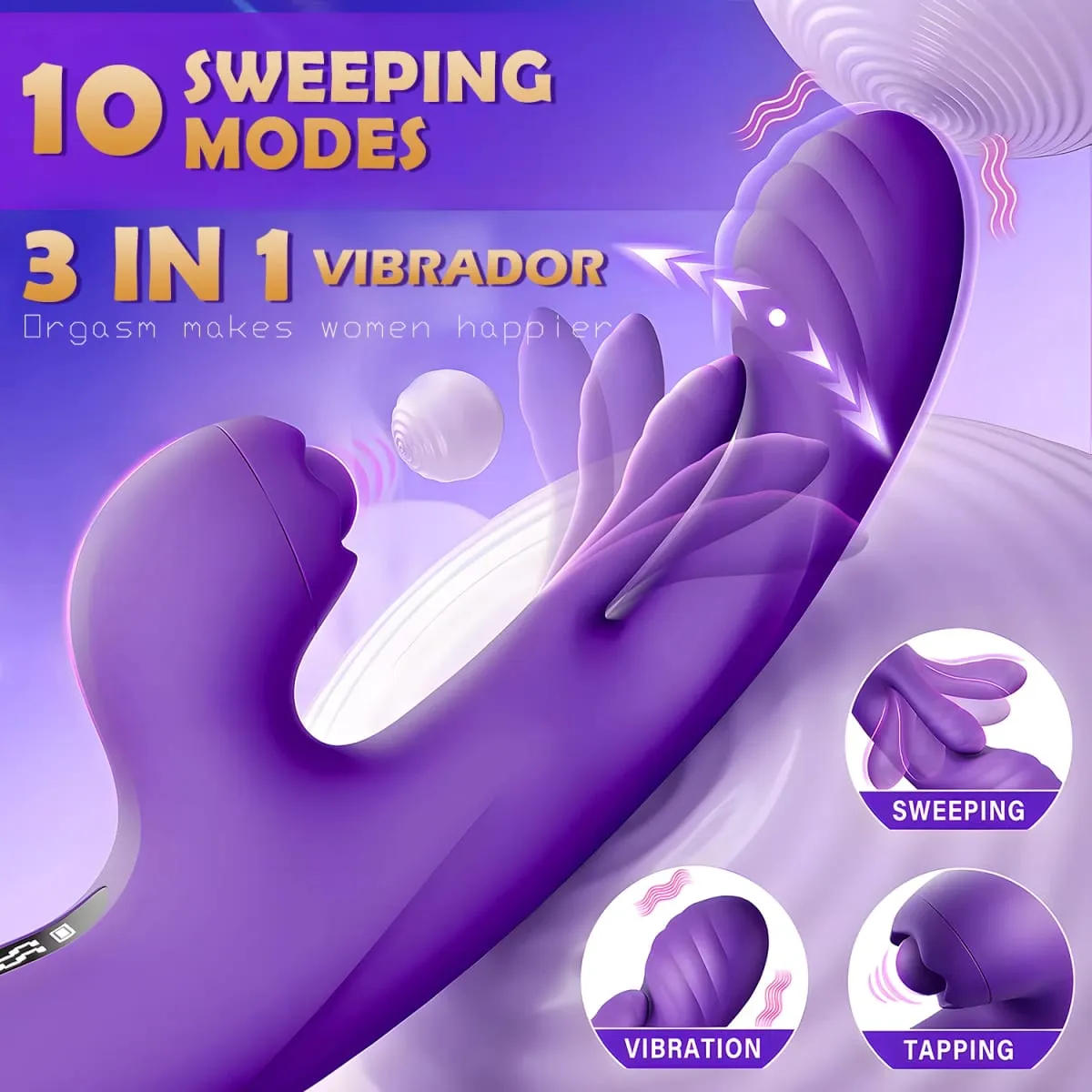 Vibromasseur vaginal 3 en 1 pour femmes, contrôle par application, lapin, tapotement, battement, langue remue, masturbateur point G, jouets sexuels pour adultes