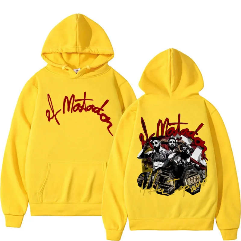 El Matador Ilia Topuria Violence Aesthetic Sweatshirts Men's Clothing Harajuku High Street Hooded Fleece Casual Oversized Hoodie