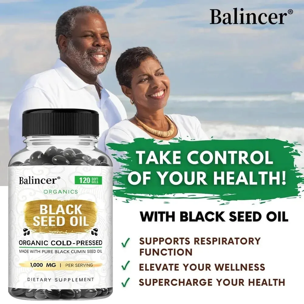 Black Seed Oil Capsules 1000mg - Help Digestive Health Immune Support & Brain Function Antioxidant 120 Capsules