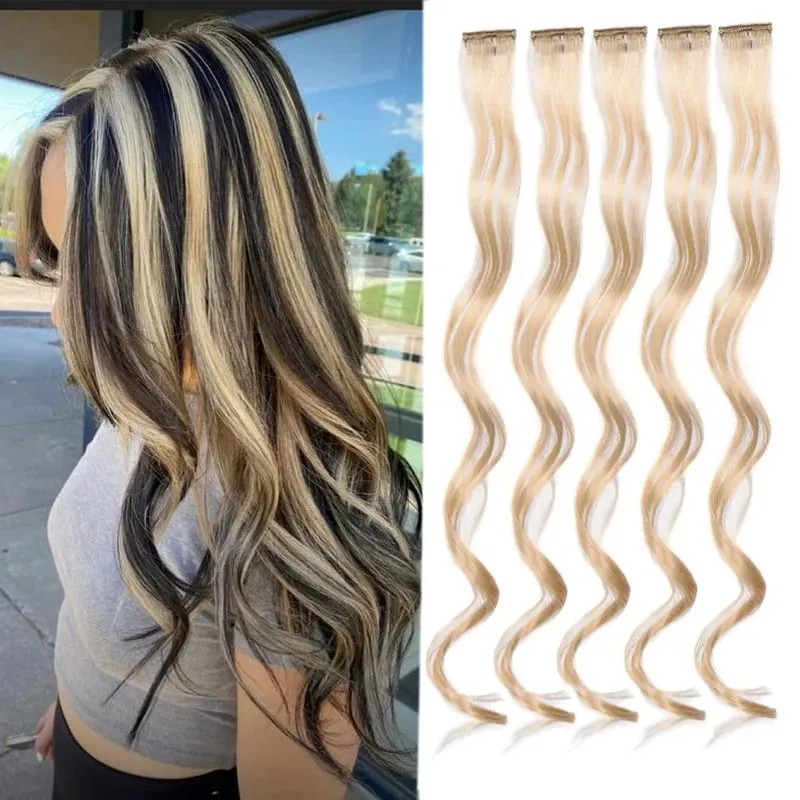 Colorful Hair Extensions Wavy Accessories Party Highlights Clip on Synthetic Rainbow Wigs Children's Favorite Gift (5 pieces ) — image 7