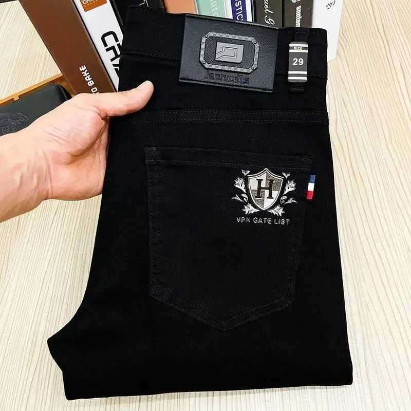 High-end Elastic Waistband Jeans Men's 2026 Spring Summer New Black Elastic Slim Trousers Men's Luxury Jeans for Man Original — image 2
