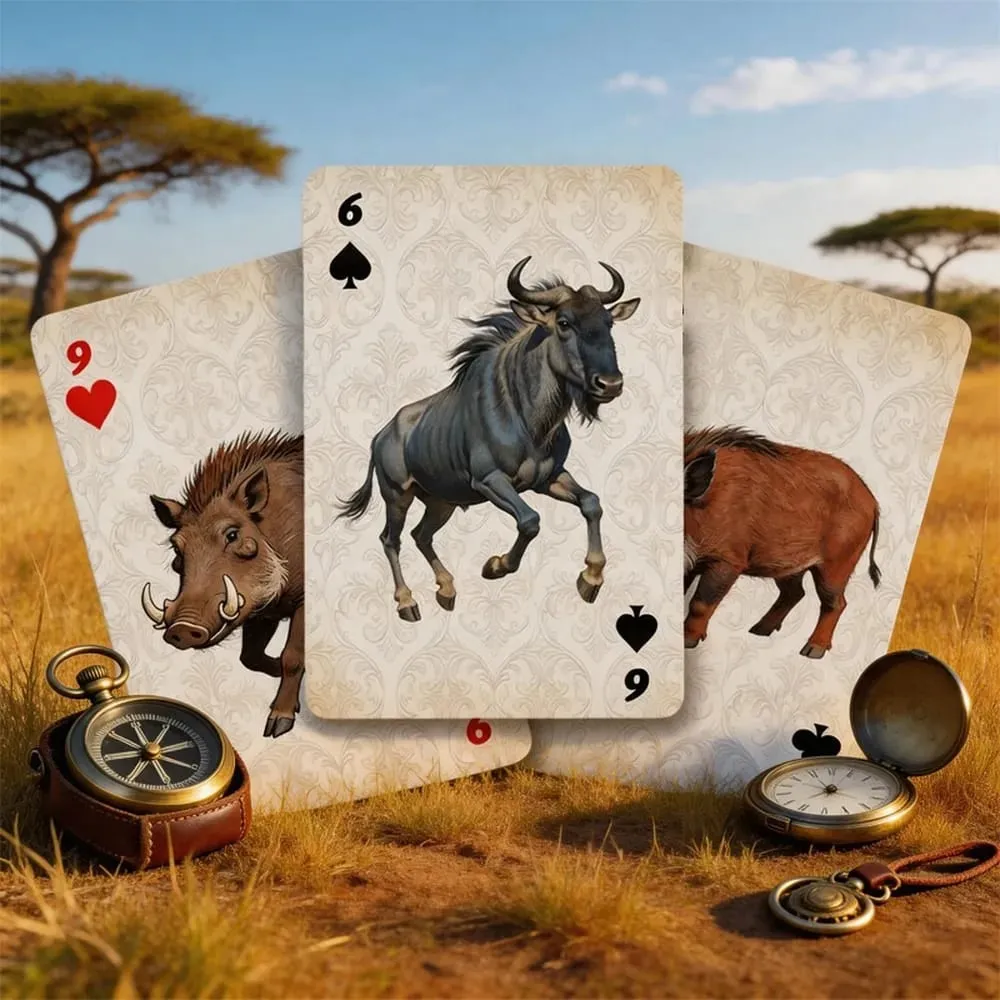 Cartes à jouer en forme d'animaux de la savane, jeu de cartes de poker en papier de qualité supérieure, mélange lisse, pour jeux de société de fête et performances magiques