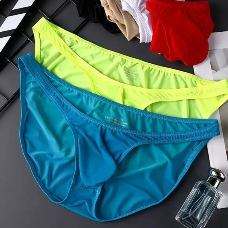 Quick-Dry Ultra-Thin Ice Silk กางเกงชั้นในชายไม่มีรอยต่อชุดชั้นใน U-Pouch ชุดชั้นในกางเกงตาข่าย Travel
