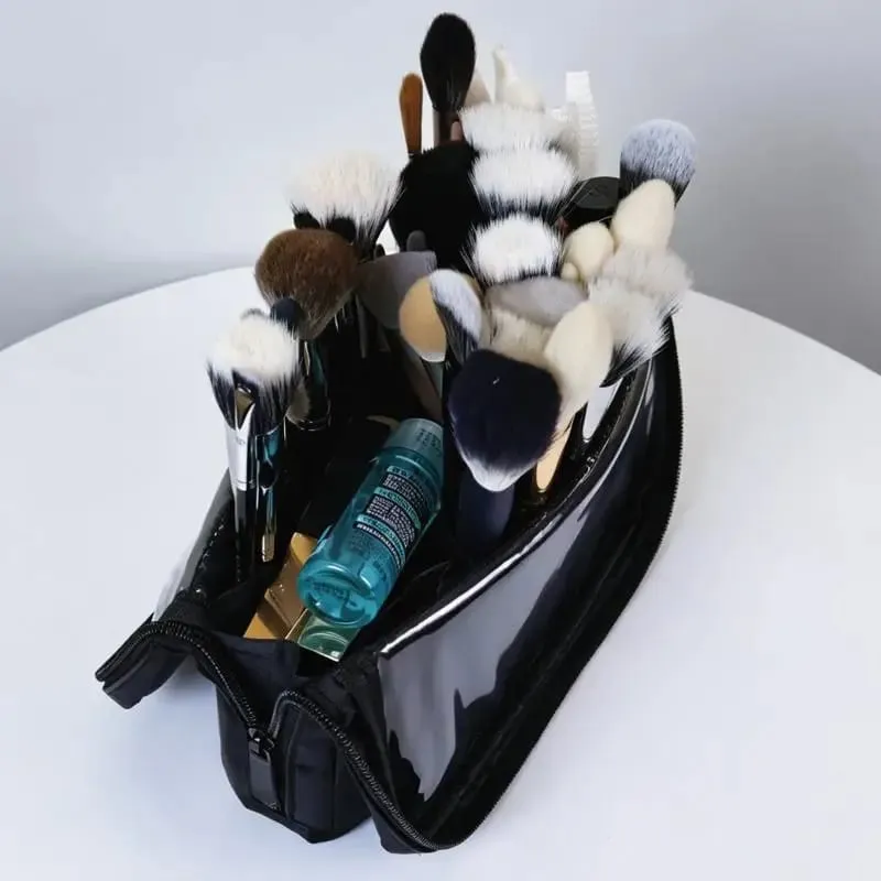 1Pc Foldable Makeup Artist Storage Makeup Brushes Pouch Stand-up Makeup Brushes Storage Bag With Adjustable Dividers.