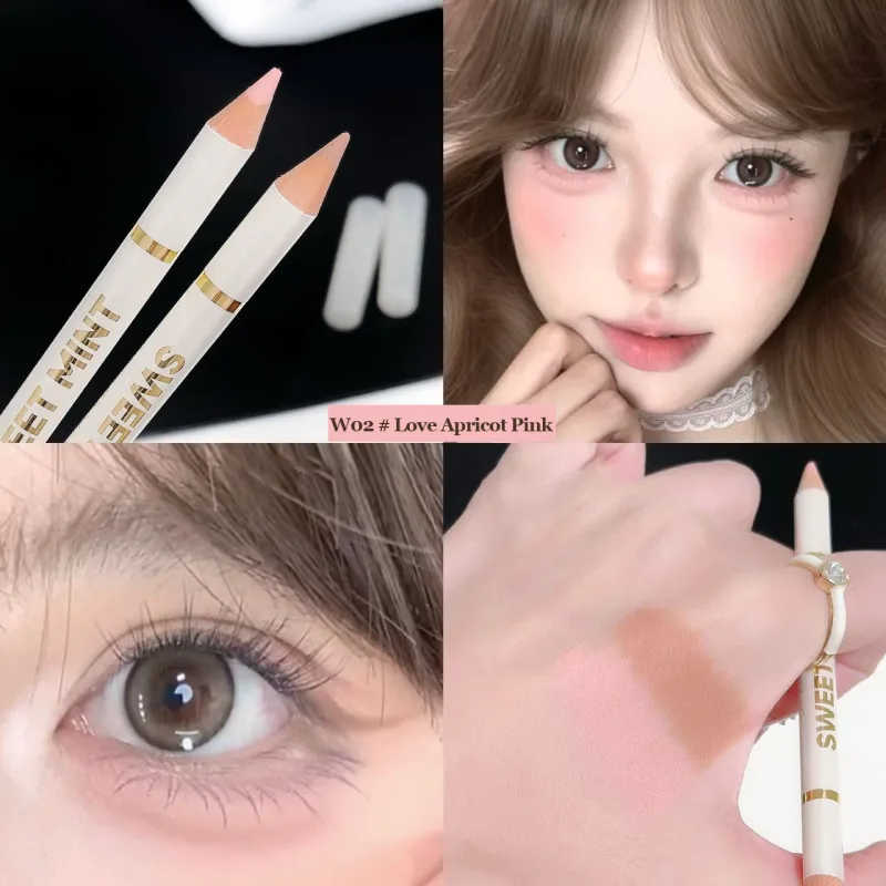 Stylo de maquillage aegyo-sal à double extrémité, couleur chair, abricot brun, sous les yeux, crayon d'ombre et de surbrillance, Contour naturel éclaircissant, Eye-Liner