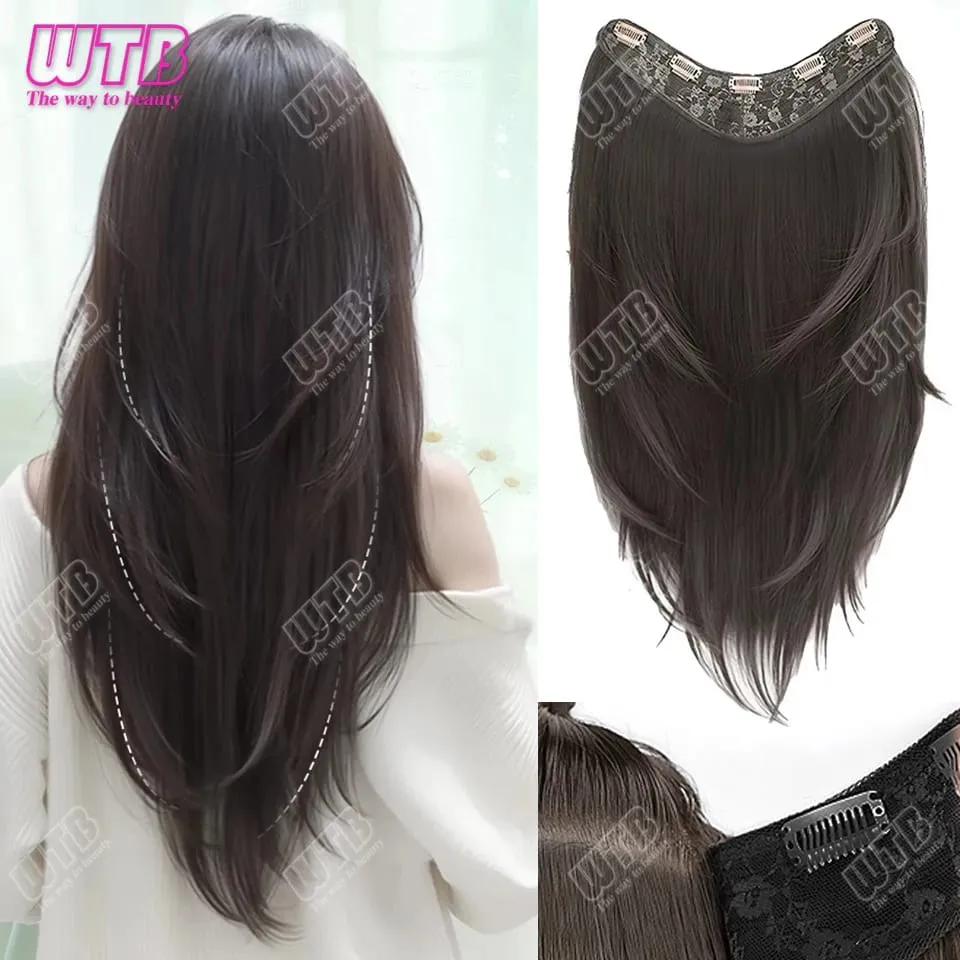 Synthetic Wig female One-piece Straight Wig Layered Extension Hair Wig Korean Fluffy Hair Piece Extension Hair Wig — image 2