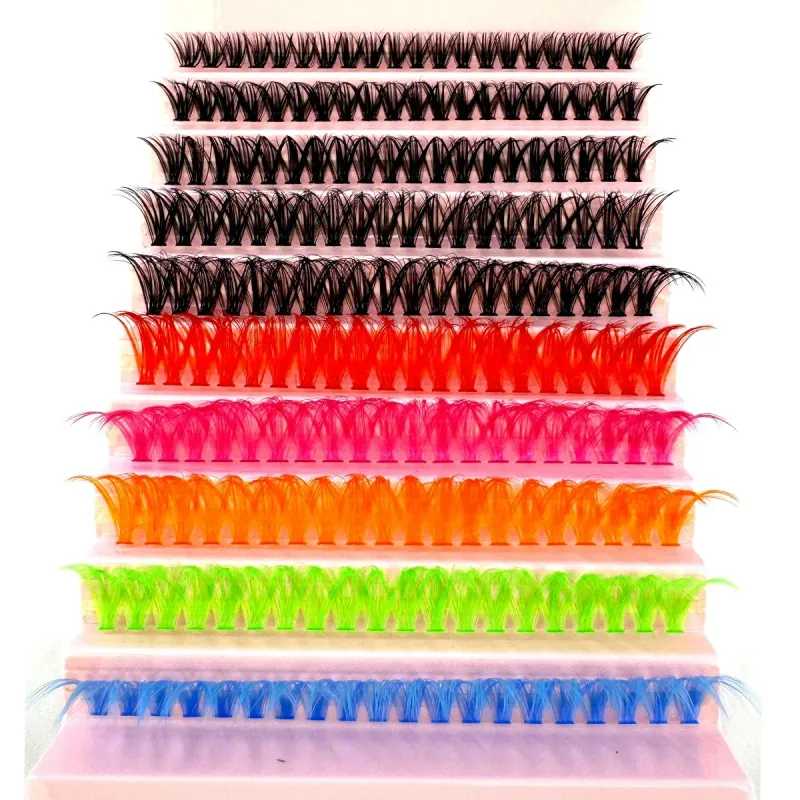 120 clusters of 6-color + black eyelash clusters colored eyelash clusters individual eyelashes D-roll colored false eye