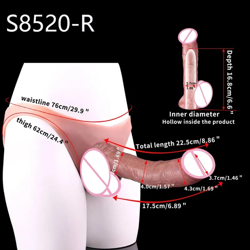 Realistický rukáv na penis s vysokým pasem насадка на член Pásek na duté dildo kalhotky Silikon Dick Extender sexuální hračka pro muže