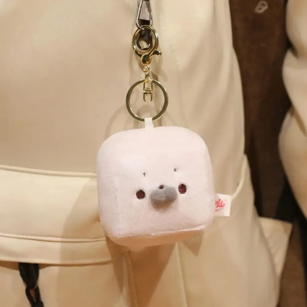 Cute Seal Expression Plush Doll Toy Square Soft Tofu-Shaped Cushion Tofu-Shaped Bag Charm Home Decoration