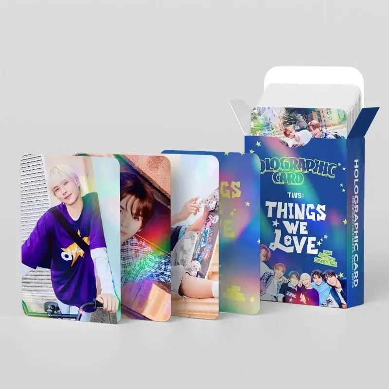 124-piece laser card set featuring Korean boy band TWS (Taiwanese pop music) shimmering photos perfect for Instagram interior — image 6