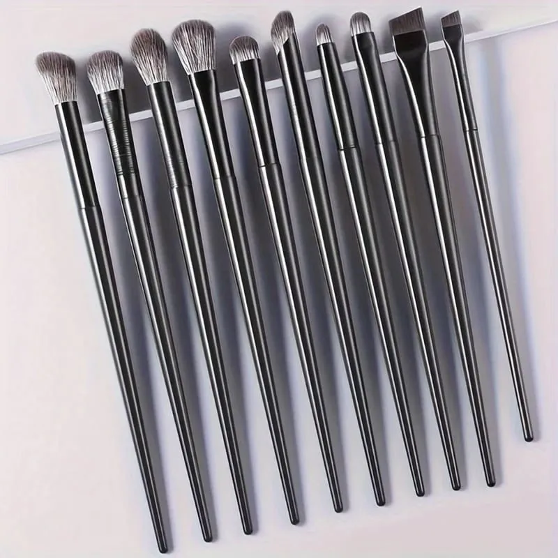 10pcs Soft Hair Eye Shadow Brush Set Eye Makeup Halo Dye Sleeping Silkworm Eyeliner Blade Eye Detail Makeup Brush