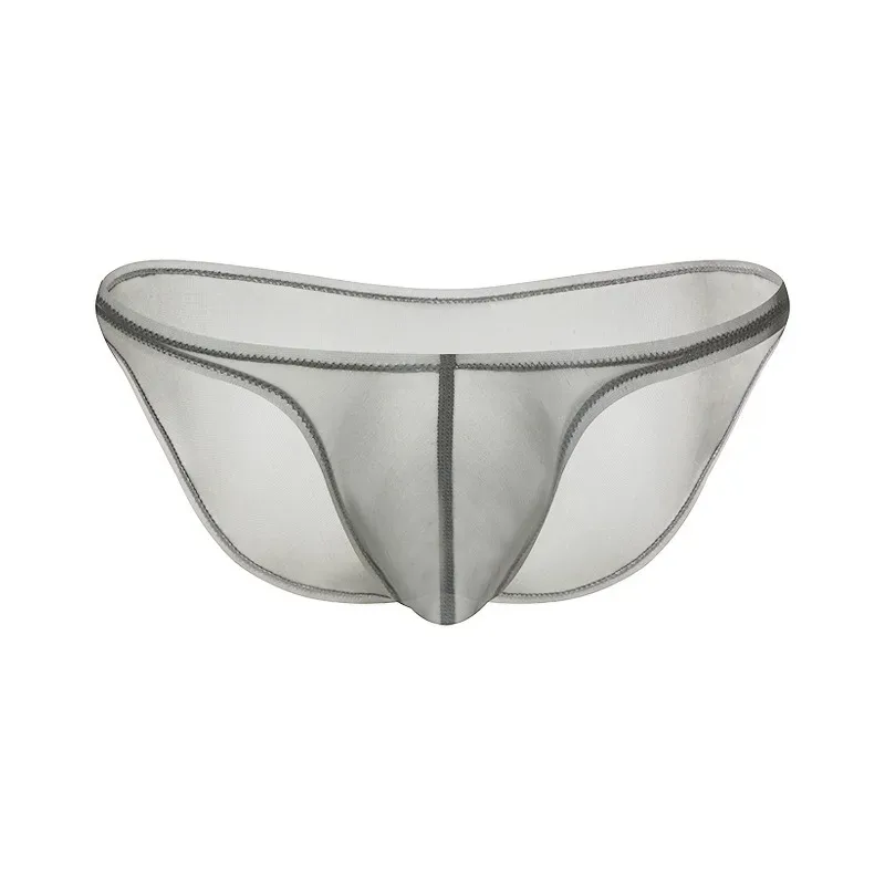 Sous-vêtements pour hommes, culotte triangulaire transparente en soie glacée délicate, slip taille basse de personnalité — image 11