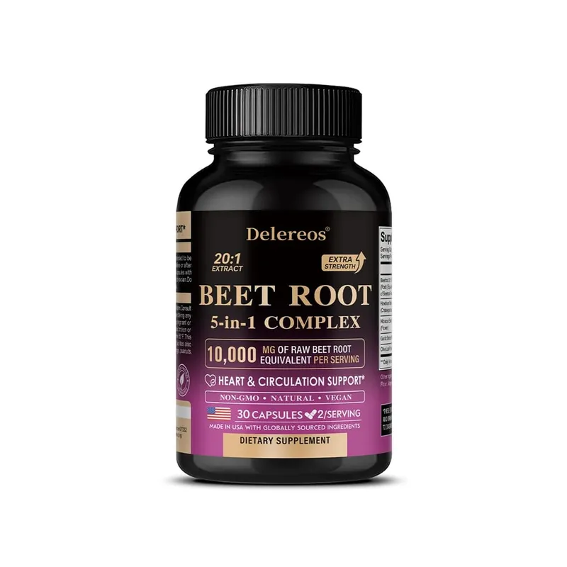 Organic Beetroot Extract Capsules 500mg Supports Blood Circulation & Heart Wellness Blood Flow Improves Immunity