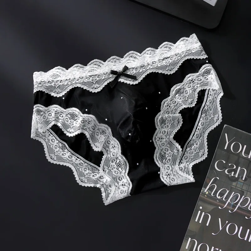Men Sexy Lace Briefs Sweet Women Style Panties for Men Mid Waist Sheer Ice Silk Seamless Underwear Stretch U Convex Underpant
