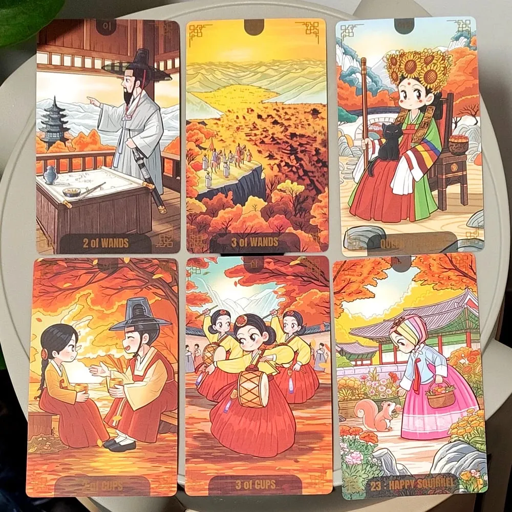 Timeless in The Autumn Chibi Tarot Deck for Collectors in Rigid Box 12*7cm Korenji Tarot 78 Cute Korean Hanbok Style Cards