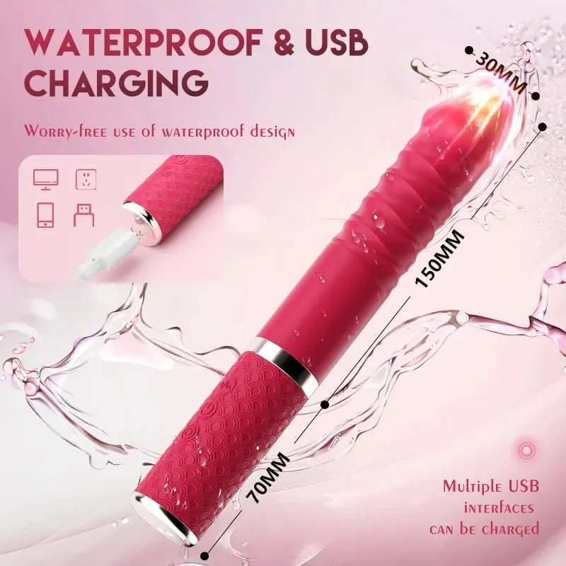 Thrusting Vibrator G Spot Clitoral Vibrator Waterproof & Rechargeable Realistic Silicone Dildo Vibrator Rose Sex Toys for Women