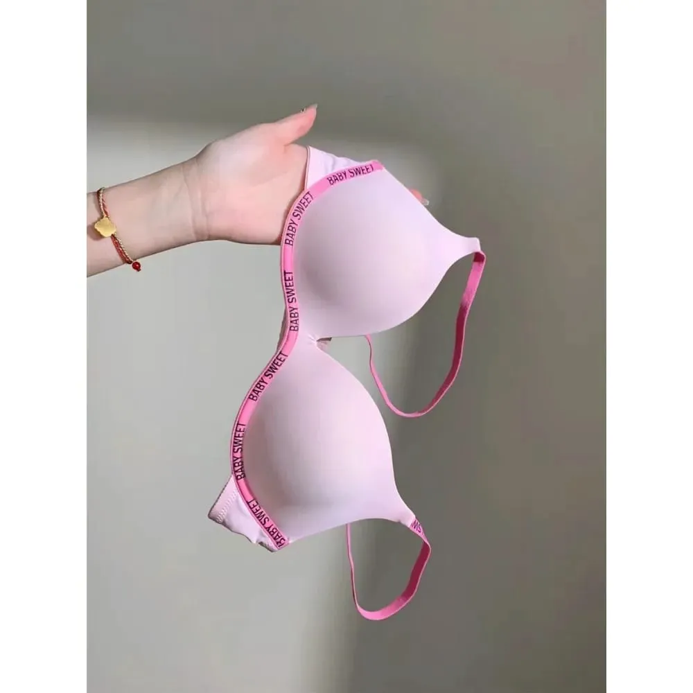New Dopamine Color Seamless Wireless Bra Set Push Up Gather Sexy Lingerie Panties Underwear For Women 32‑38AB bra set — image 1