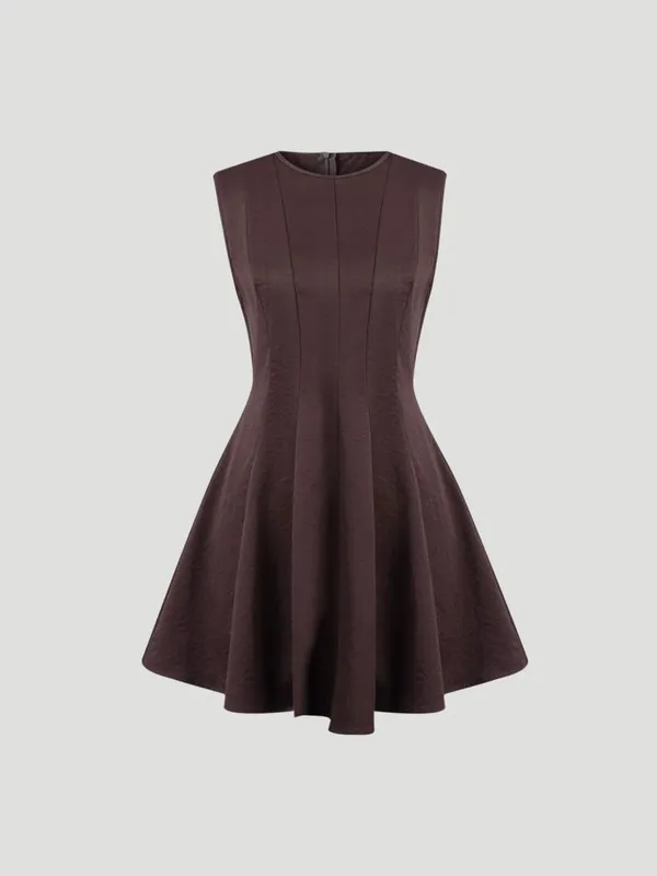 Women Mini Dress Sleeveless Crew Neck Seamed Waist A-Line Dress Chic Spring Summer Casual Date Brunch Club Night Party Dresses