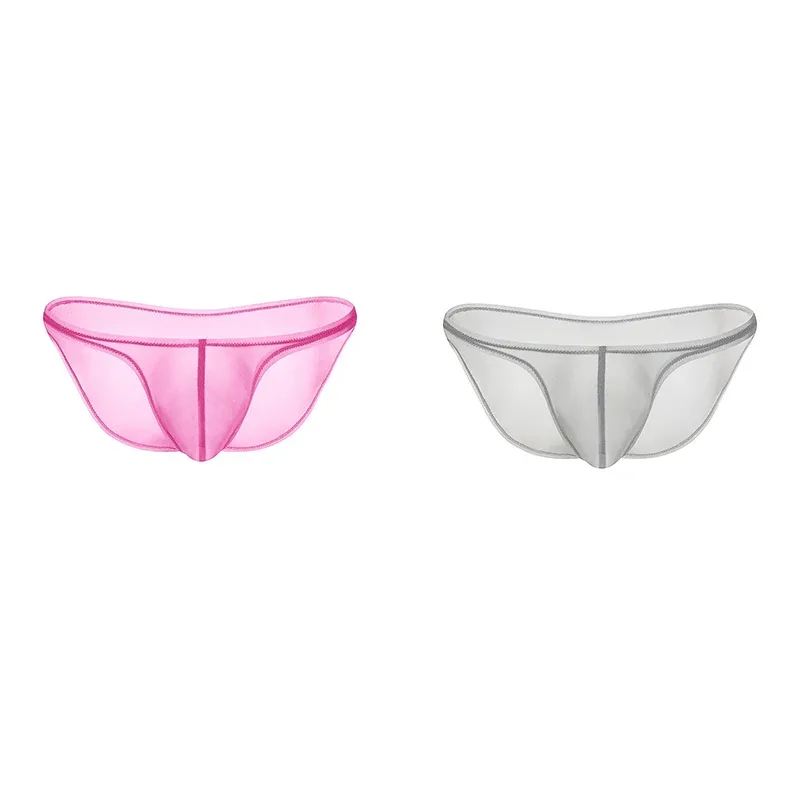 Sous-vêtements pour hommes, culotte triangulaire transparente en soie glacée délicate, slip taille basse de personnalité — image 21