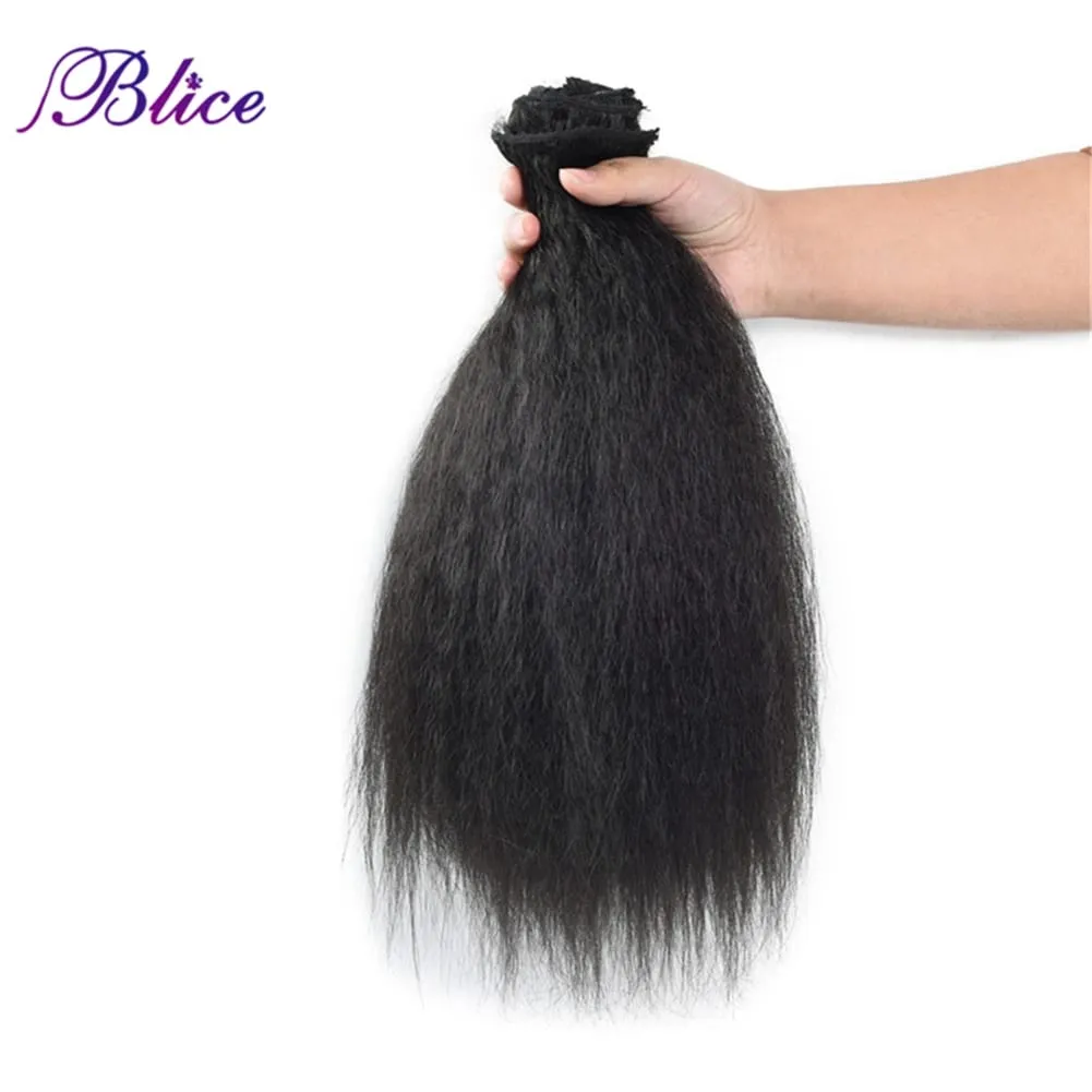 Blice Synthetic Clip In Hairpieces Kinky Straight Women Hair Accessories Heat Resistant Hair Extensions 5Pcs/set Deal