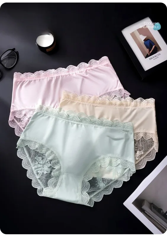 Thin Ice Silk Lace Men's Underwear Breathable Mid Waist Embroidery Comfortable Triangle Pants Traceless Hollow Out Male Briefs — image 4