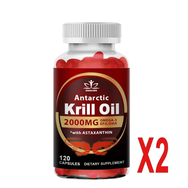 2000 mg d'huile de krill phospholipides oméga-3 EPA et DHA phospholipides et astaxanthine pour le régime de soutien immunitaire et cardiaque des articulations cérébrales