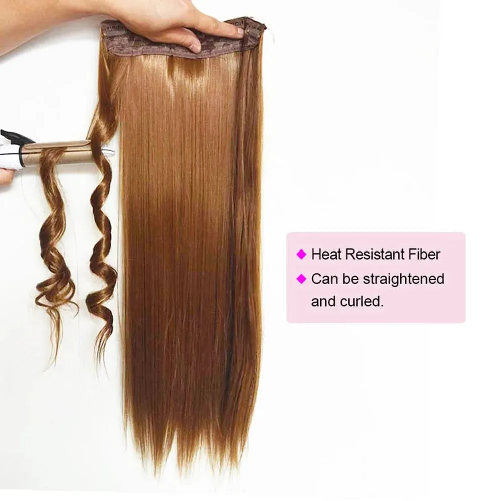 Synthetic 24 Inch Long Straight Clip in Hair Extension Seamless Natural Looking Easy Install Women’s Hairpieces for Daily Wear
