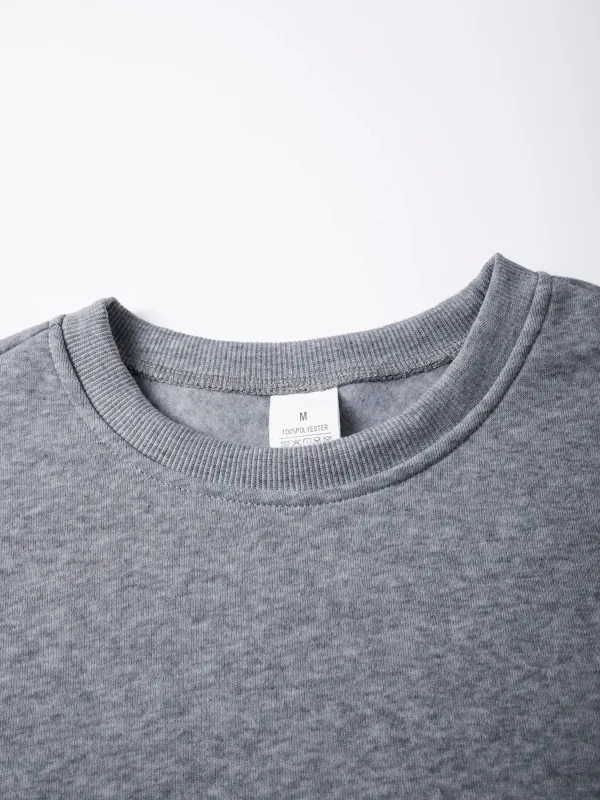 Men's Crew Neck Pullover Solid Color Large Sweatshirts Spring Autumn Outdoor Jogging Tops Men Casual Hoodies Streetwear