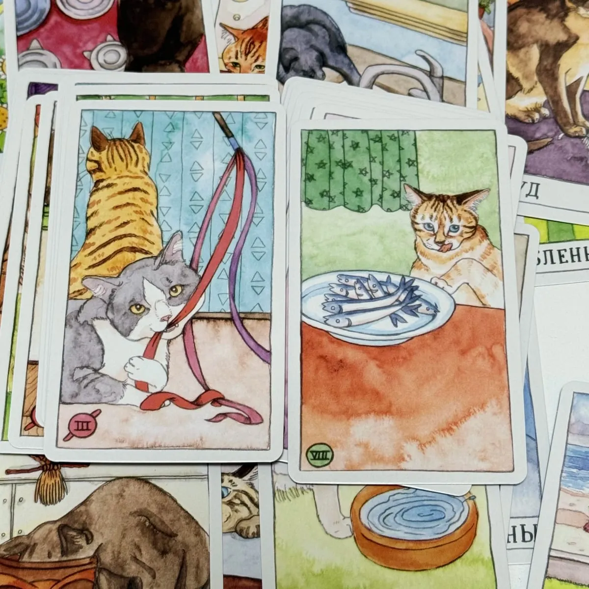 78Pcs Cat Tarot Deck Cute Kitten Series Russian Version Board Games Divination Tarot Cards