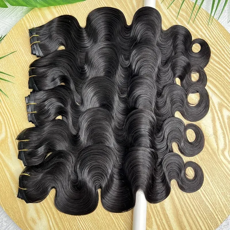 Body Wave Clip in Hair Extensions 100% Human Hair Double Weft Invisible PU Clip In Raw Virgin Hair Hair Full Head 7Pcs/Set