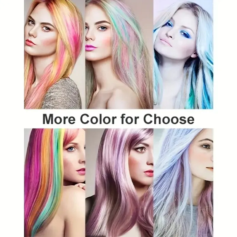 22Inch Synthetic Long Straight 6pcs Hair Extension Clip in Fashion Color Hair Rainbow for Women Daily Use