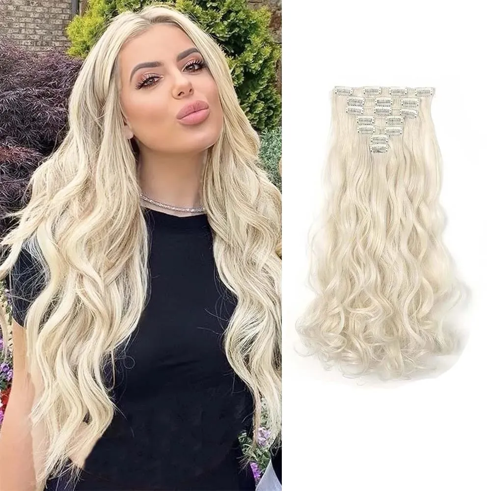 7pcs/set 22inch Elegant Wavy Clip-In Hair for Instant Volume & Everyday Glamour Suitable For All Women Synthetic Extension