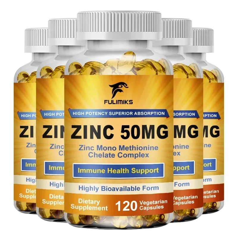 Premium Pure Zinc Capsules 50 mg Supplement High Absorption Boosts Immune Antioxidant Skin Cognitive Health