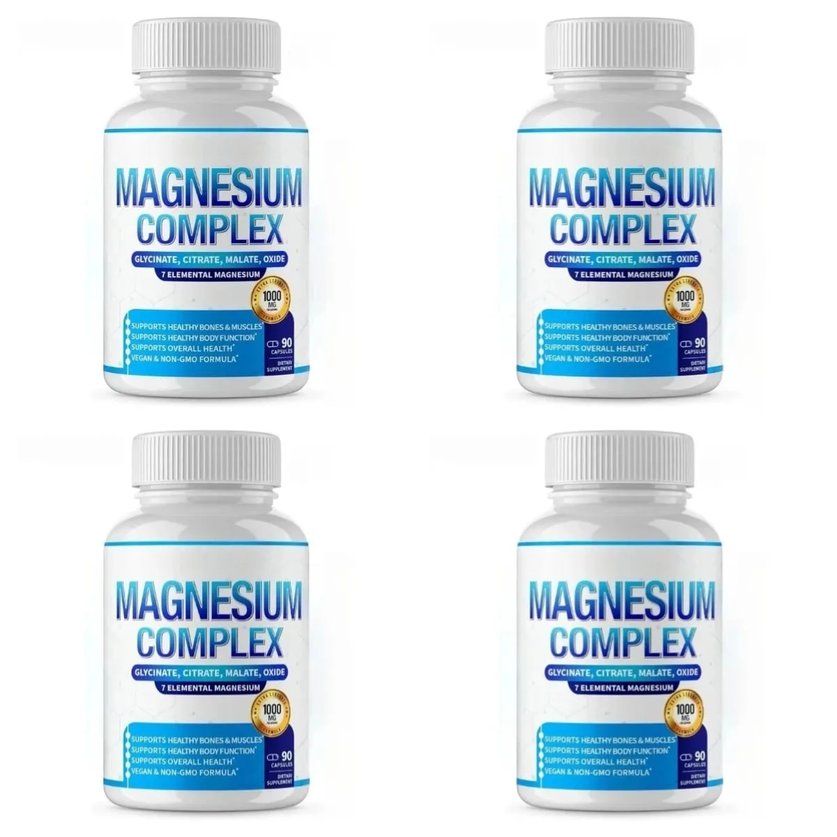 Supplément de magnésium 1000 mg complexe 7 en 1 avec glycinate citrate malate taurate soutient la relaxation musculaire soutien au sommeil 90 Ct