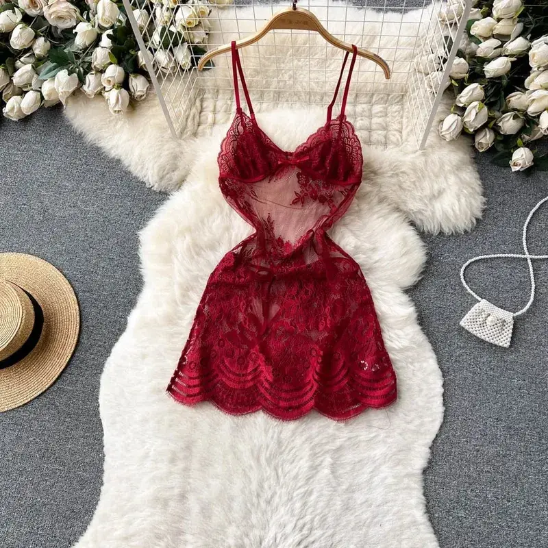 Woman Plus Size Sexy V-Neck Strap Dress Lace Trim Slim Short Dress Women Fashion Comfortable Dress Party Hotsweet