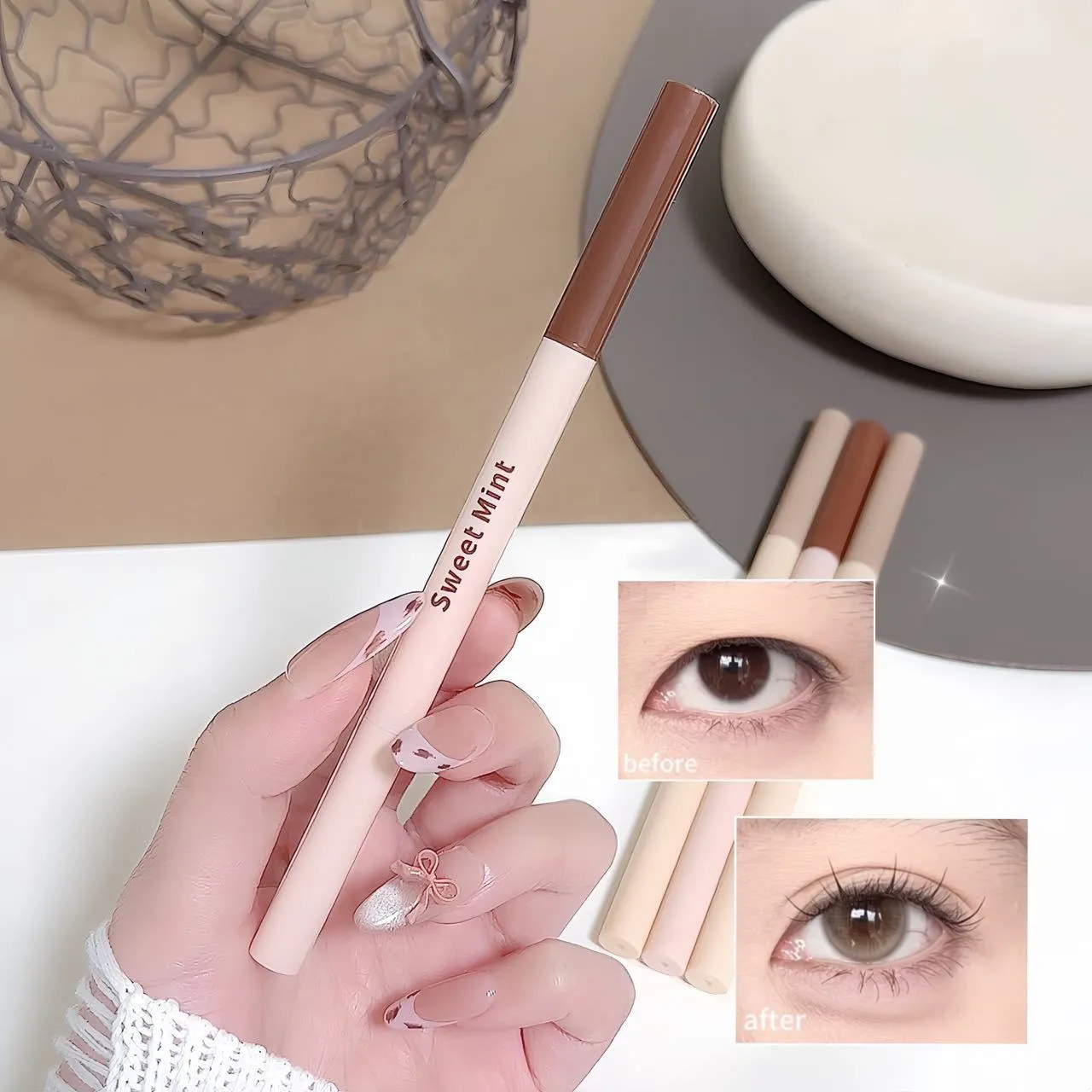 Double-end Under-eye Highlighter Pen Eyeliner Pencil Matte Nude Highlight Bronzer 2 in 1 Shadow Pen Brightening Eye Makeup