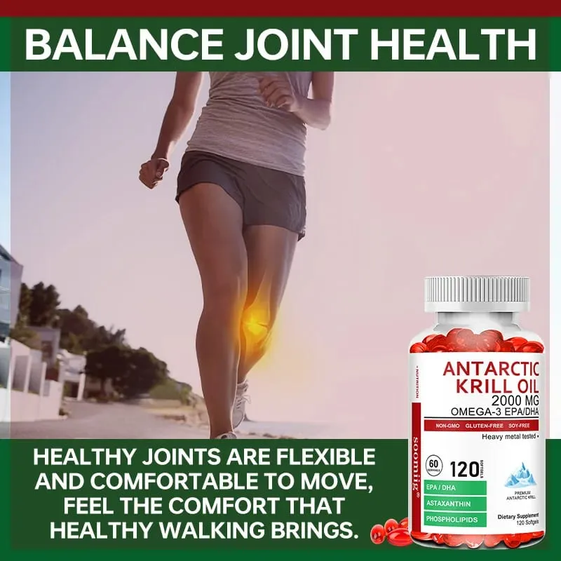 Capsules d'huile de krill antarctique 2 000 mg d'oméga-3 EPA et DHA avec supplément d'astaxanthine provenant de krill rouge force maximale
