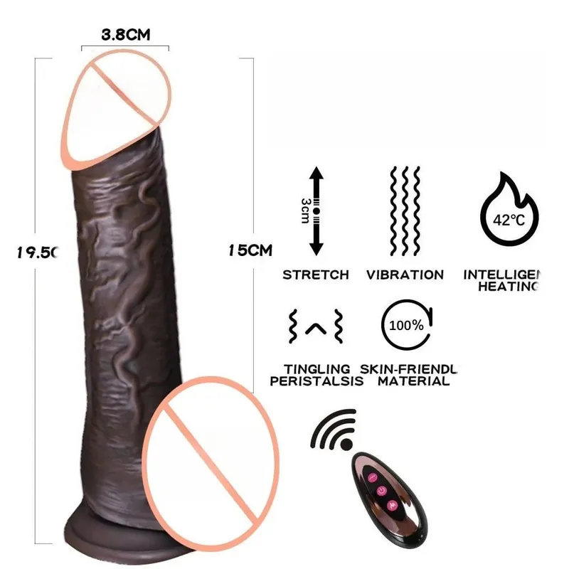 Realistic Dildo Telescopic Vibrating Heating Vibrator Big Penis Penetration Anal Butt Plug G Spot Dick Adult Sex Toys for Women