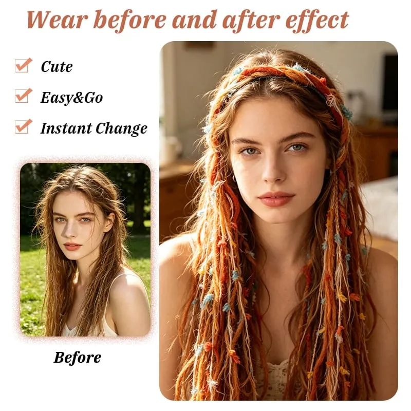 Plush Maillard Colored Long Tassel Headband Bohemian Hair Accessory Suitable for Women's Parties